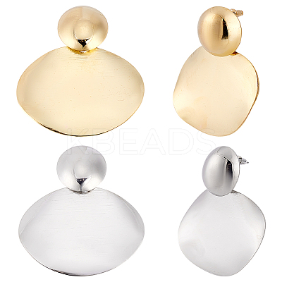 2 Pairs 2 Colors Alloy Flat Round Stud Earrings EJEW-LP0001-80-1