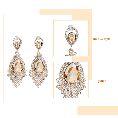 3 Pairs 3 Colors Glass Teardrop Dangle Stud Earrings EJEW-FI0001-88-1