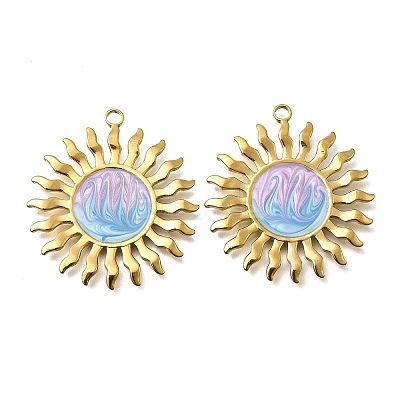 304 Stainless Steel Enamel Pendants STAS-Z163-25G-1