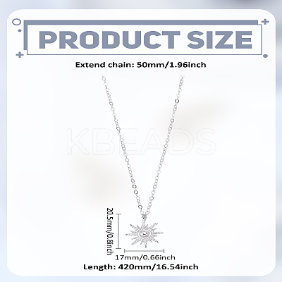 1Pc Zinc Alloy Sun Pendant Cable Chain Necklaces NJEW-LP0003-21P-1