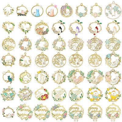 28Pcs 7 Styles Alloy Enamel Pendants ENAM-YW0004-90-1