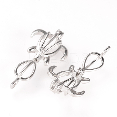 Brass Locket Cage Pendants X-KK-R057-02P-1