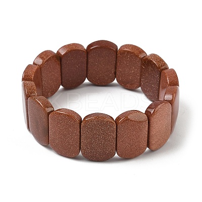 Synthetic Goldstone Beads Stretch Bracelets for Women Men BJEW-I323-02T-1