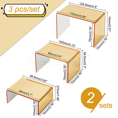 3 Sizes 3-Tier Mirror Style Acrylic Jewelry Display Riser Shelf ODIS-WH0025-116-1