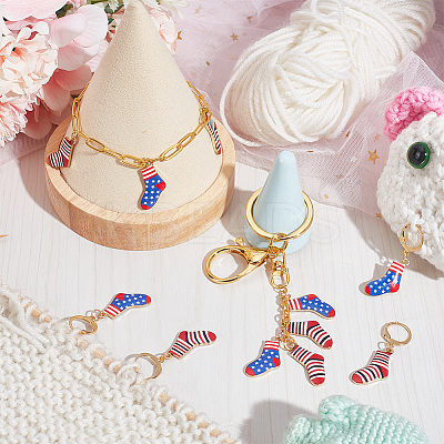 Alloy Enamel Socks Charm Locking Stitch Markers HJEW-PH01673-1