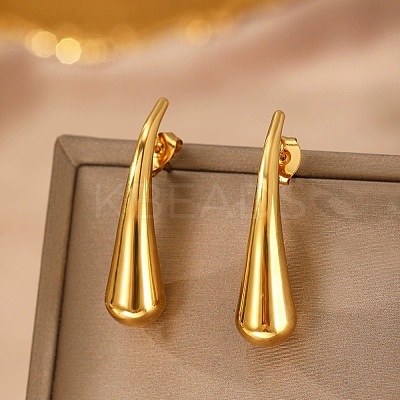 304 Stainless Steel Teardrop Stud Earrings EJEW-F398-05G-1