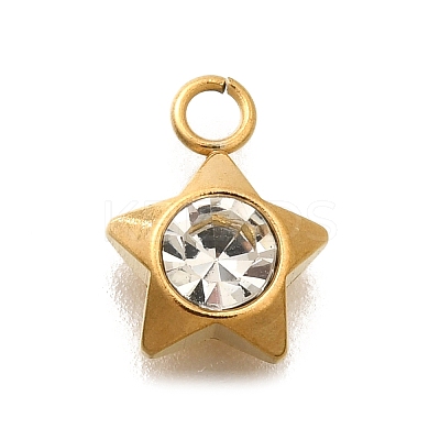 304 Stainless Steel Pave Cubic Zirconia Charms STAS-D310-07G-03-1
