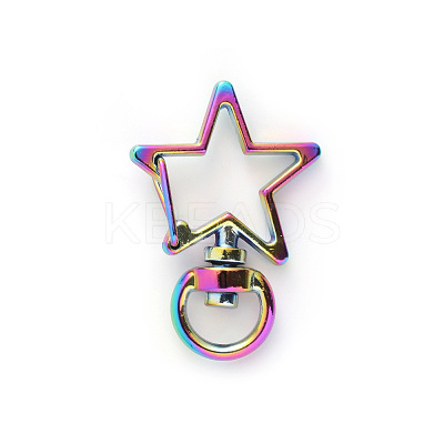 Rainbow Color Zinc Alloy Swivel Lobster Clasps PURS-PW0005-078I-1
