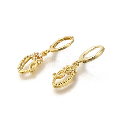 Brass Clear Cubic Zirconia Hoop Earrings EJEW-M045-01V-1