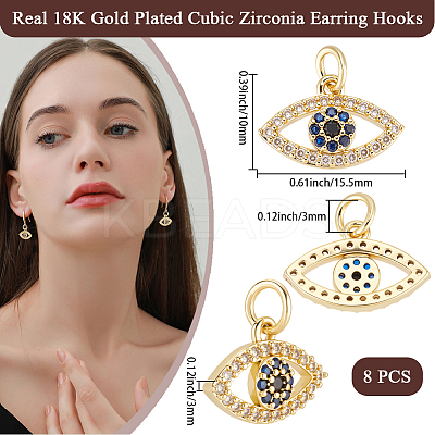 8Pcs Rack Plating Brass Cubic Zirconia Pendants KK-BBC0023-62-1