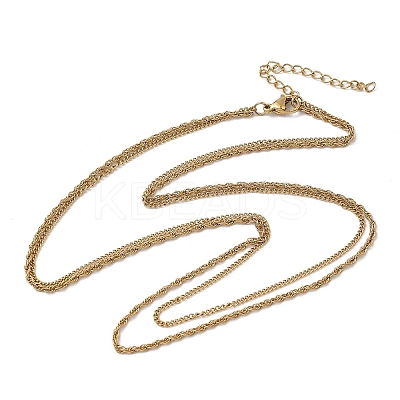 304 Stainless Steel Rope Chain Double Layered Necklaces for Women NJEW-U050-02A-G-1