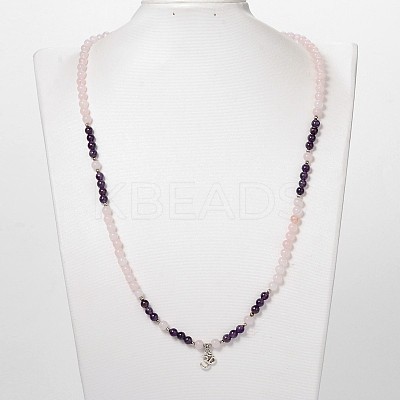 Personalized Dual-use Round Gemstone Beads 4-Layer Stretch Wrap Bracelets/Necklaces BJEW-JB01906-01-1