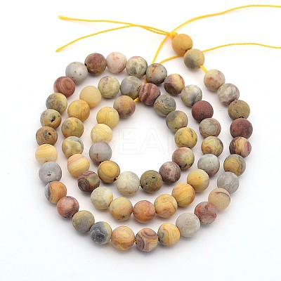 Frosted Natural Crazy Lace Agate Round Bead Strands X-G-M063-6mm-02-1
