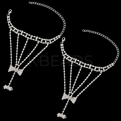 2Pcs Crystal Rhinestone Tennis Ring Bracelet BJEW-CN0001-17B-1