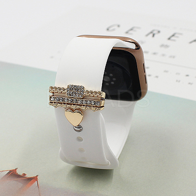 Rectangle Alloy Rhinestones Watch Band Charms Set MOBA-PW0001-59D-1