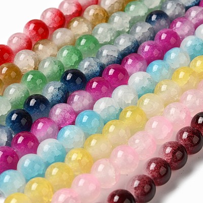 Crackle Baking Paint Imitation Jade Glass Beads Strands DGLA-T003-8mm-M-1