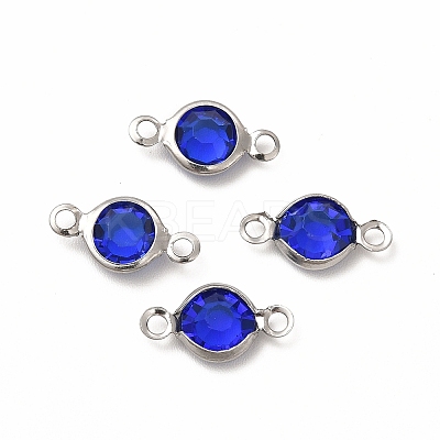 304 Stainless Steel with Glass Connector Charms STAS-G305-08P-04-1