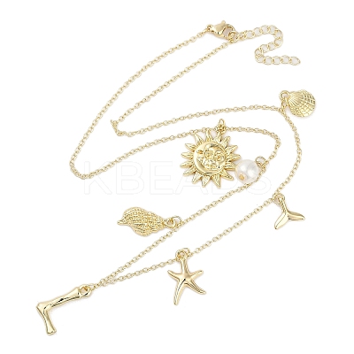 Bohemian Summer Beach Style 18K Gold Plated Shell Shape Initial Pendant Necklaces IL8059-12-1