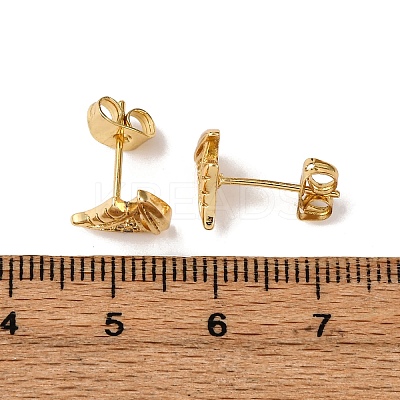 Brass Micro Pave Clear Cubic Zirconia Earrings LS-EJEW-D328-03G-01-1