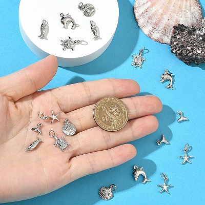 6Pcs 6 Styles Rack Plating Brass Charms KK-YW0003-94-1