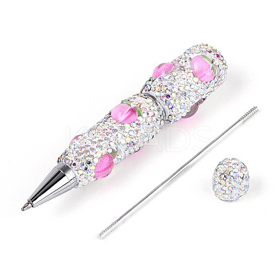 Resin & Polymer Clay Pave Rhinestone Ball-Point Pen AJEW-T013-04H-1