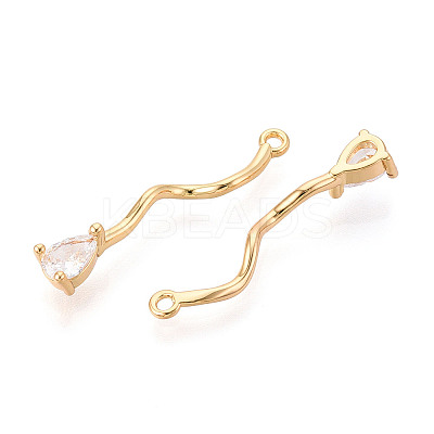 Brass Micro Pave Clear Cubic Zirconia Pendants KK-T078-01G-01-1