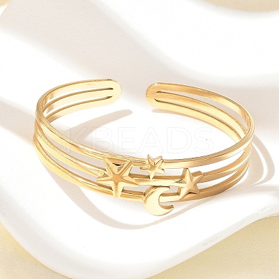 304 Stainless Steel Cuff Bangles for Women BJEW-B120-07G-03-1