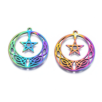 Ion Plating(IP) 201 Stainless Steel Pendants STAS-N098-044M-1