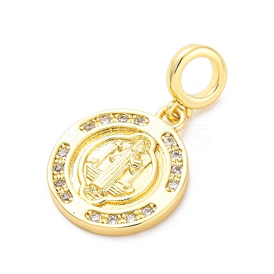 Brass Clear Cubic Zirconia European Dangle Pendants KK-D325-28G-06-1