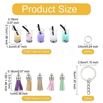 DIY Iron & Glass Bottle with Faux Suede Tassel Pendant Keychain Making Kits DIY-YW0009-99-1