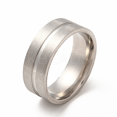 Non-Tarnish 201 Stainless Steel Grooved Finger Ring Settings STAS-P323-08P-1