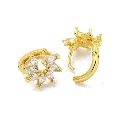 Brass Micro Pave Cubic Zirconia Hoop Earring EJEW-C088-17G-01-1