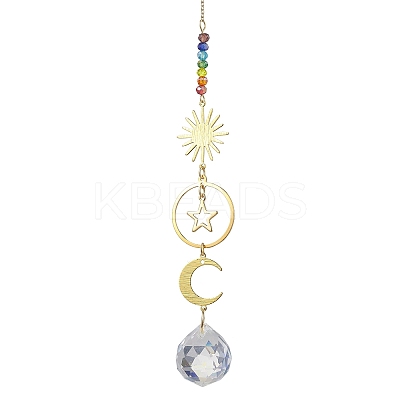 Brass Sun Moon Star Hanging Ornaments HJEW-JM01950-02-1