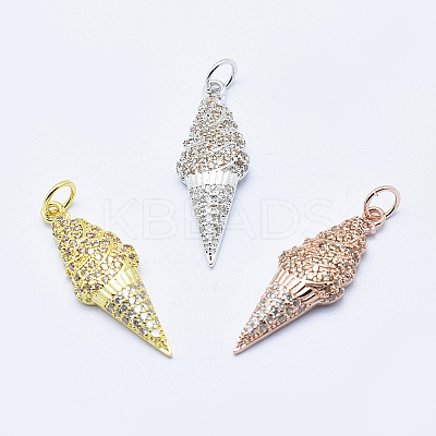 Brass Micro Pave Cubic Zirconia Pendants ZIRC-G130-20-NR-1
