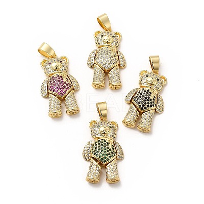 Rack Plating Brass Micro Pave Cubic Zirconia Pendants KK-E072-29G-1