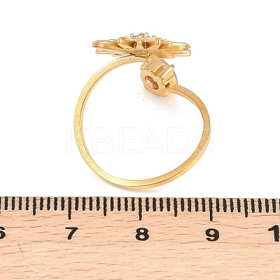 304 Stainless Steel with Glass Rhinestone Open Cuff Rings RJEW-Z132-05G-1