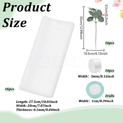 16Pcs Silk Cloth & Plastic Artificial Eucalyptus Leaves AJEW-NB0009-15A-1