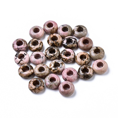 Natural Rhodonite European Beads G-G740-12x6mm-01-1