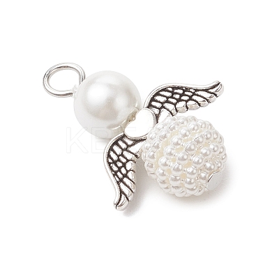 50Pcs Acrylic Imitation Pearl & Glass Pearl Pendants PALLOY-JF04038-02-1