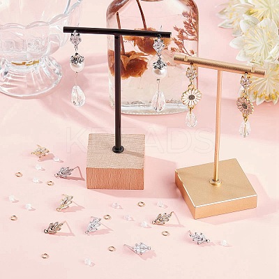 6 Pairs 2 Colors Brass Grass Shape Stud Earring Findings KK-CN0001-91-1