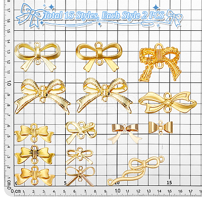 30Pcs 15 Styles Alloy & Brass & 304 Stainless Steel Links/Connectors FIND-PH0024-72-1