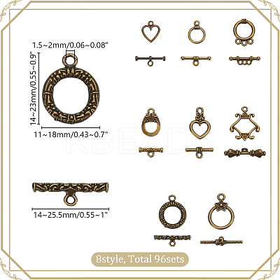 96Sets Tibetan Style Alloy Ring Toggle Clasps FIND-AR0005-76-1