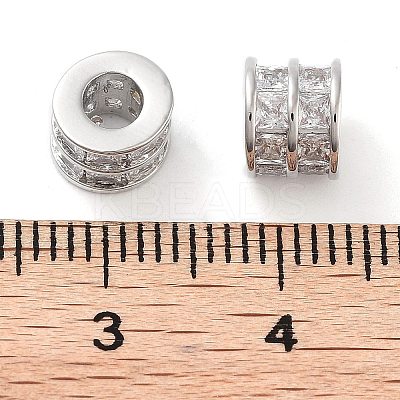 Brass Micro Pave Clear Cubic Zirconia Beads KK-U028-20P-1
