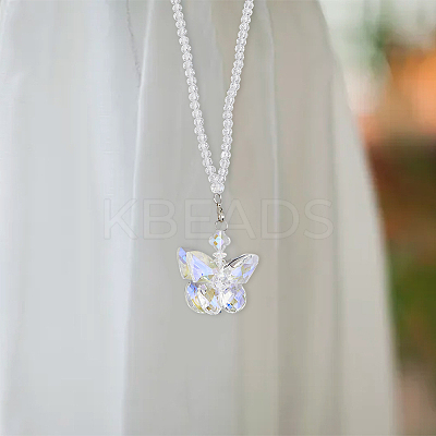 Butterfly Glass Car Hanging Pendant HJEW-DC0001-04-1