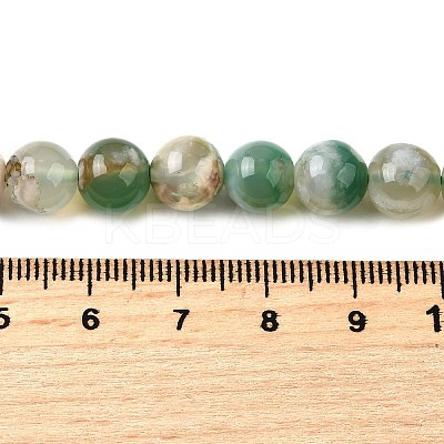 Natural Green Cherry Blossom Agate Beads Strands G-NH0061-A01-8mm-1