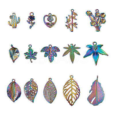 30Pcs 15 Style Rainbow Color Alloy Pendants FIND-BY0001-18-1