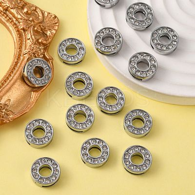 Alloy Initial Slide Charms with Grade A Rhinestones ALRI-R032-O-FF-1