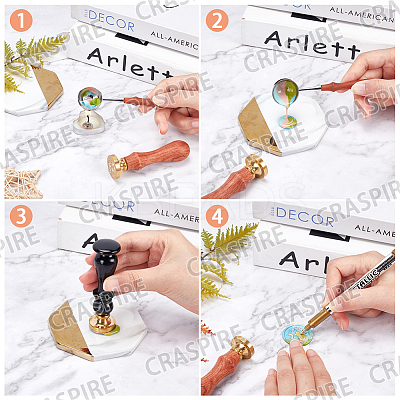 Brass Wax Seal Stamp with Handle AJEW-WH0184-0878-1