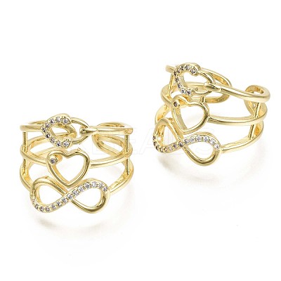 alentine's Day Brass Micro Pave Clear Cubic Zirconia Cuff Rings RJEW-S044-126-NF-1