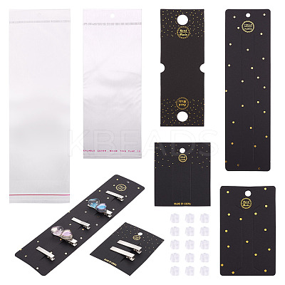 80Pcs 4 Style Rectangle Cardboard Jewelry Display Cards CDIS-YS0001-04-1